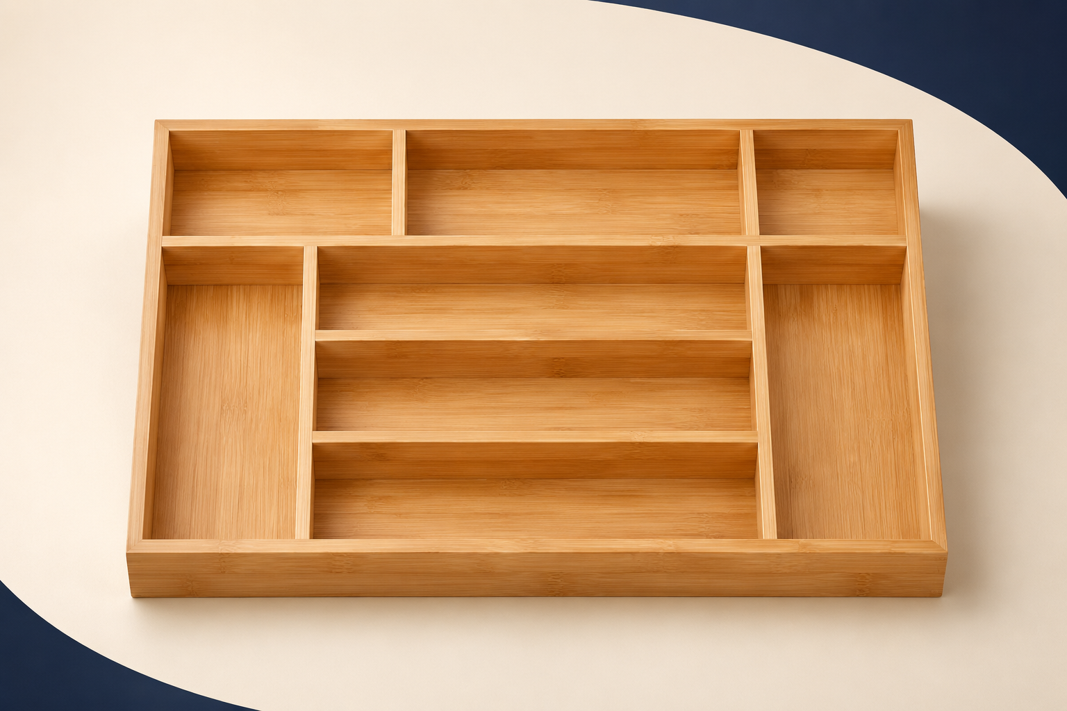 Adjustable Bamboo Drawer Organizer – Multi-Compartment Home Storage Tray